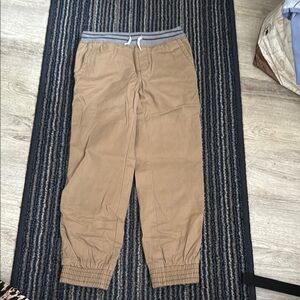Tan and Gray Casual Jogger-Style Bottoms